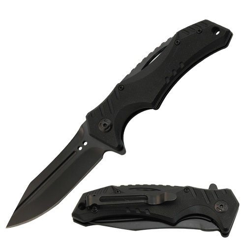 S-TEC G10 Folding Knife - Black Clip Point - Fantasticblades