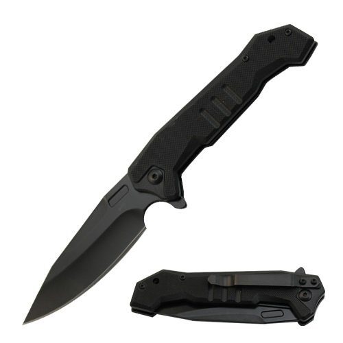 S-TEC G10 Folding Knife - Black Leaf Point - Fantasticblades
