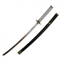Virgil Yamato replica katana with white-wrapped handle, gold-colored fittings and black scabbard