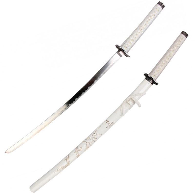 White Bushido Dragon Samurai Katana Sword