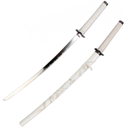 White Bushido Dragon Samurai Katana Sword