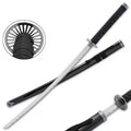 Two samurai swords with sheaths on a white background