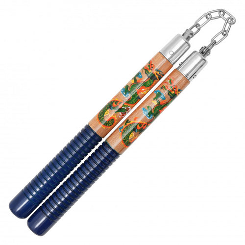 12-inch wooden dragon nunchucks, hand-painted collector edition