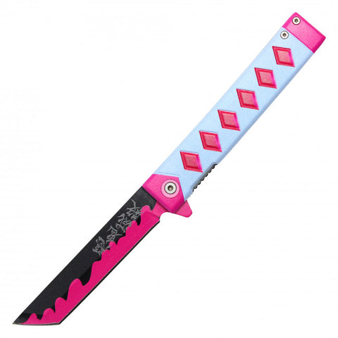 Anime Pink And Blue Spring Assisted Knife