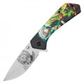 Sanemi graphic assisted folding knife with gray printed blade