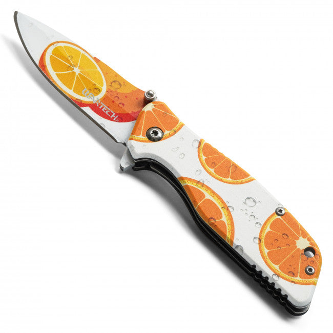 Spring Assisted Pocket Knife – WARTECH - 3-D Printed Graphic Orange Slice
