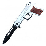 9" Silver Gun Pocket Knife