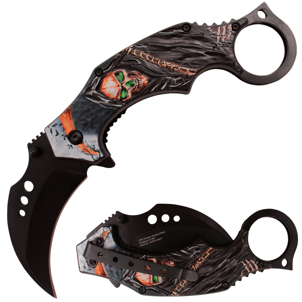 Tiger USA Reaper Graphic Assisted Karambit – Red