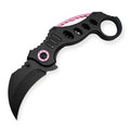 Tiger USA black and pink assisted karambit with curved blade