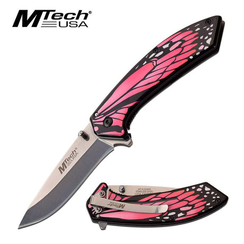 Mtech Pink Butterfly Assisted Knife