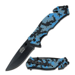 Black And Blue Camo Knife