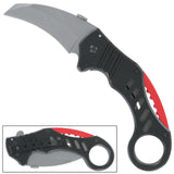 Black and Red Spring Karambit Knife