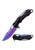 Black and Rainbow Spring Assisted Knife - Fantasticblades