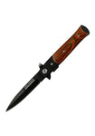 Wood Handle Spring Assisted Stiletto Knife - Fantasticblades